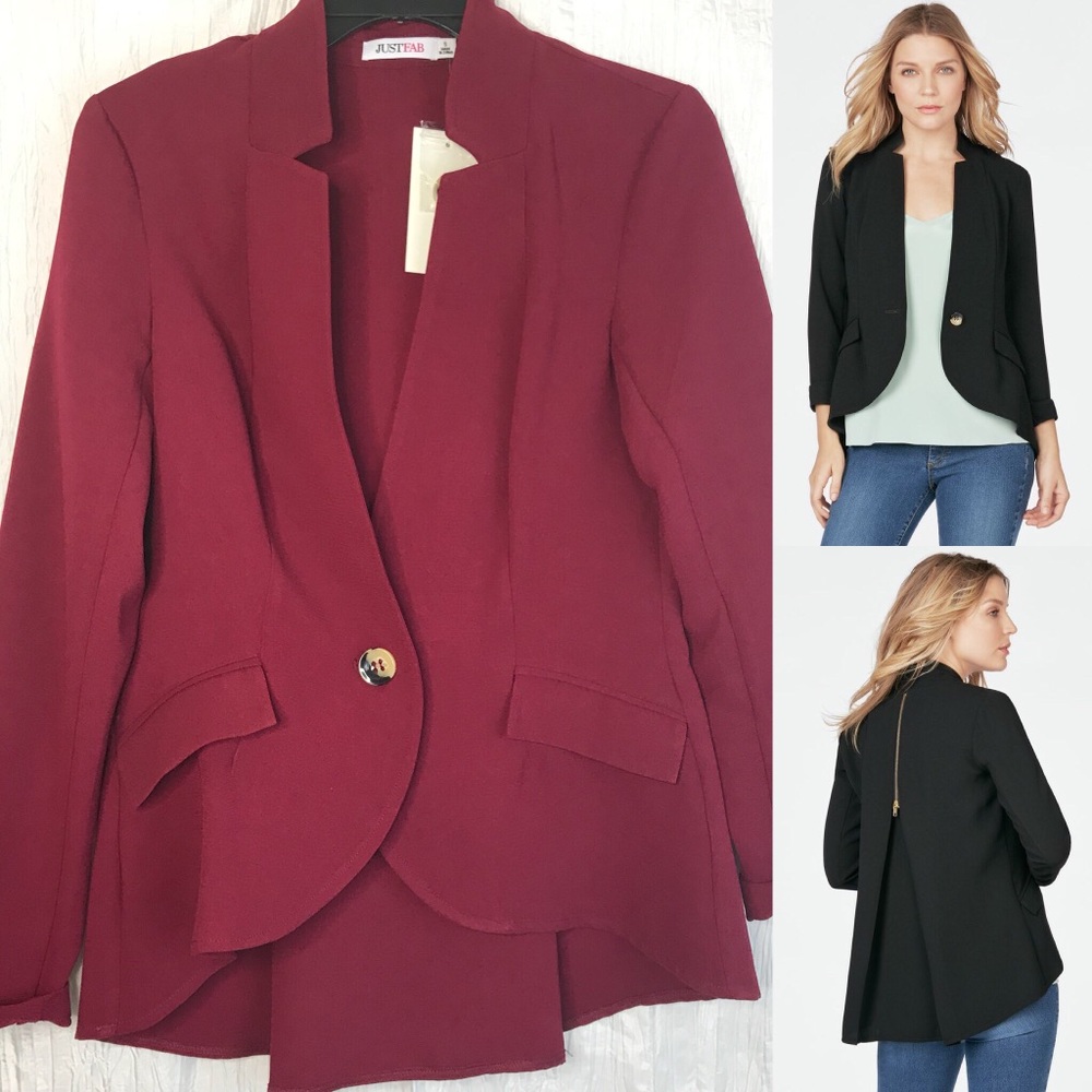 Justfab High-Low Blazer with Back Zipper